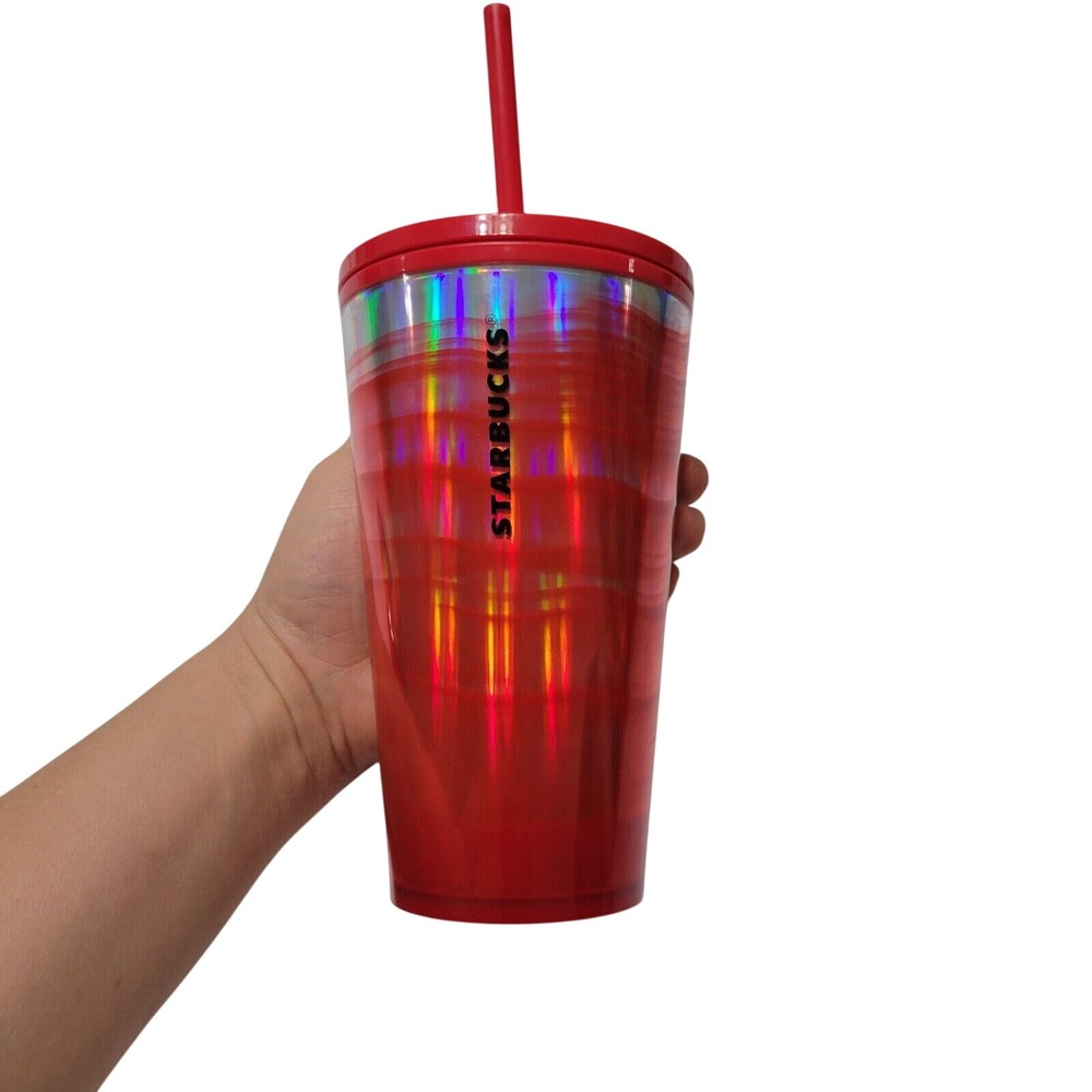 Starbucks‎ Kitchen 2021 Holiday Red Disco Grid 16 oz Dining Cup